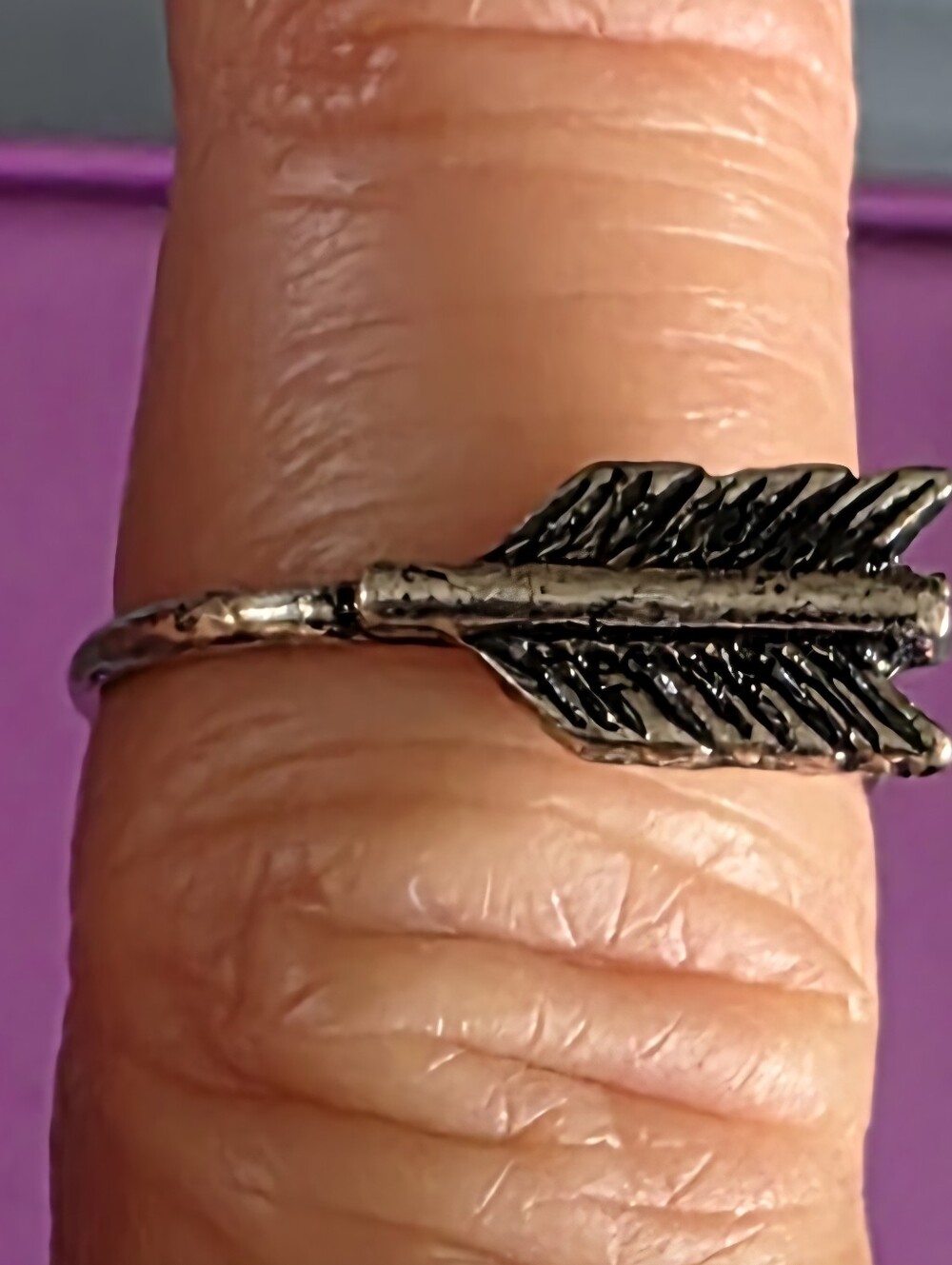 Silver Arrow Band Ring Size 4 | Boho Western Feather Fletching Ring